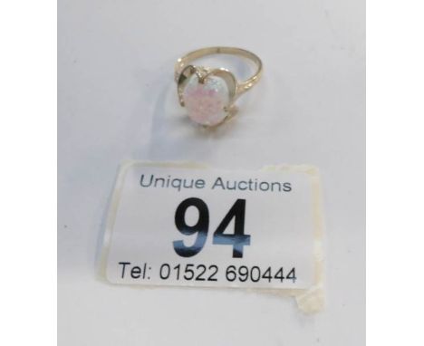 A 9ct gold ring set large opal, size R