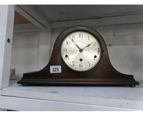 An oak Westminster chime mantel clock