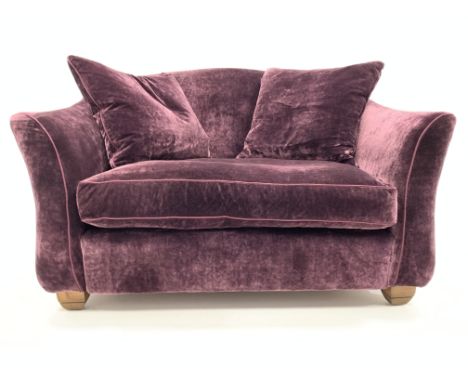 Christopher Pratt's snuggler sofa upholstered in purple velvet fabric, block supports, W130cm Condition Report & Further Deta