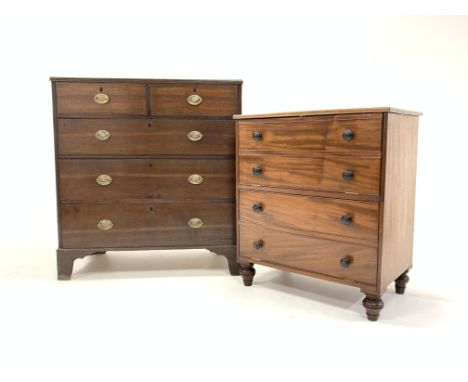 19th century oak chest, three long an two short graduated drawers, bracket feet, (W92cm) and a small 19th century mahogany ch