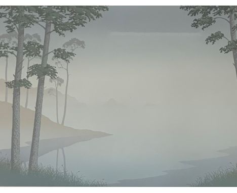 L Corlton - Large modern artist signed limited edition print 'Northern Pines' 42cm x 56cm and three other large prints Condit
