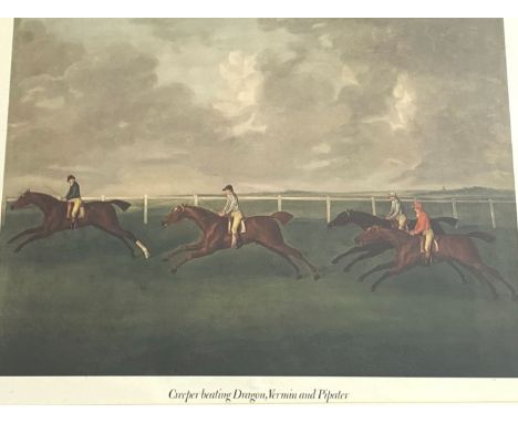 After John Sartorius  - Horse racing print  'Lurcher beating Kitt Carr, printed in colours, Tryon Gallery, limited edition 47