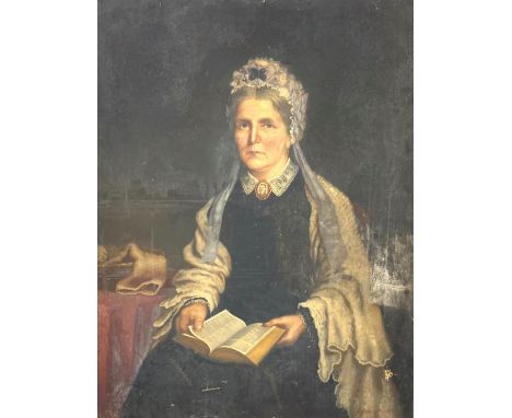 Alexander Macarthur - Half length oil portrait on canvas of a lady, seated, reading a book, signed and dated 1876 and inscrib
