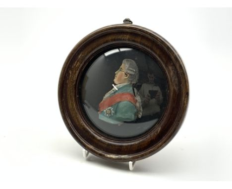 19th Century Wax portrait inscribed on the reverse 'George III' in circular frame D15cm overall Condition Report & Further De
