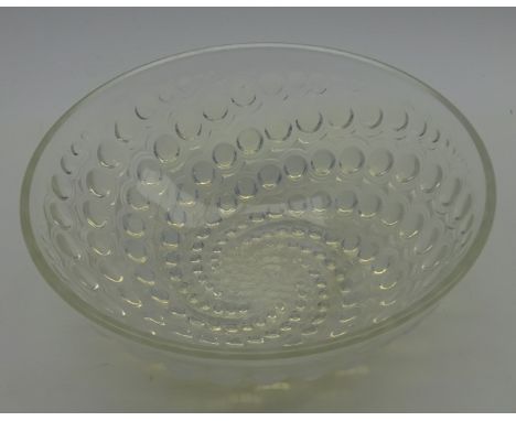 Rene Lalique 'Volutes' opalescent glass bowl, etched mark 'R Lalique Paris D20cm