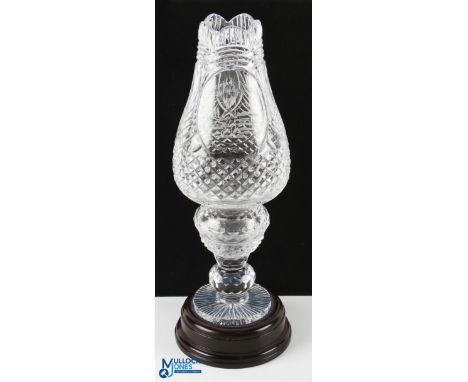 2001 Barbados Large Cut Glass Golf Trophy - with etched golfing scene inscribed The Swettenham - Coolmore Barbados 2001 - Tro