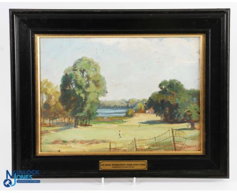 Barker, Madeline Graham (Exh 1918-1931) RA, RMS, ROI - oil on board titled "6th Hole Wimbledon Park Golf Club" stamped on rea