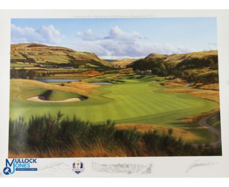 2014 Ryder Cup Gleneagles Signed Artists Proof Official Colour Print - 2nd Hole PGA Centenary Course Gleneagles signed by Pau