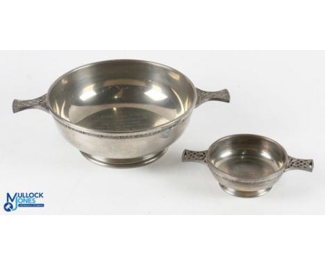 2004 Horse Racing Trophies both in the style of Scottish quaich cup with Celtic double handle - engraved Daily Record Punter 