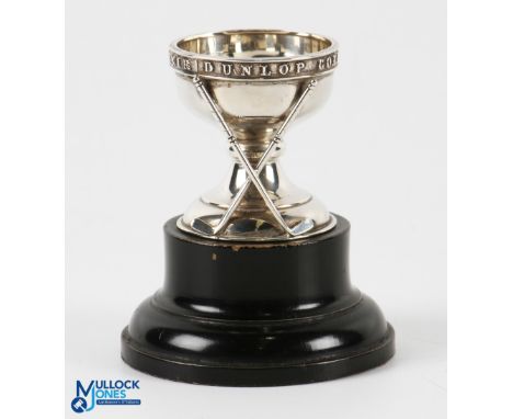 Hallmarked Silver Dunlop Hole-in-One Trophy by Elkington &amp; Co, hallmarked Birmingham 1930, height 5cm, together with matc