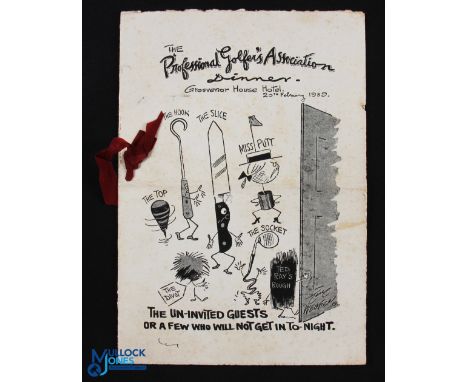 Rare and Remarkable 1939 The Professional Golfers Association multiple signed Dinner Menu - held at Grosvenor House Hotel Lon
