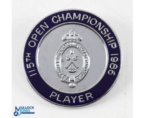 1986 Turnberry Open Golf Championship Players Enamel Badge - won by Greg Norman from runner Gordon Brand Jnr. Note: From The 