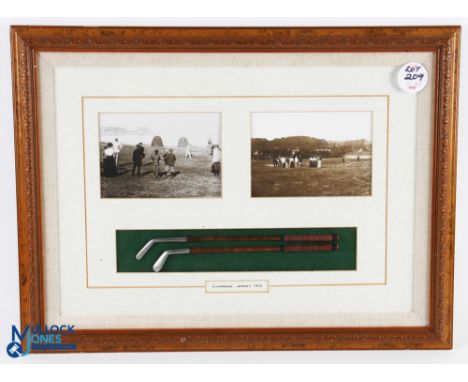 Interesting Harry Vardon Golfing Display - titled "H Vardon - Jersey 1900" comprising 2x early Jersey Golf Club photograph go