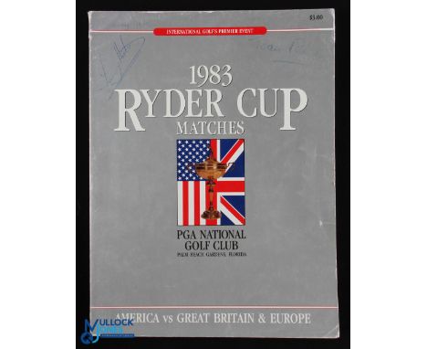 1983 Ryder Cup National GC Tournament Programme Signed by both Teams - signed by each player to their player profiles - the A