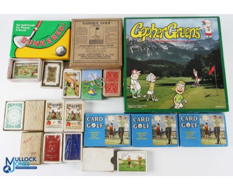 A Collection of Golf Games and Golf Related Advertising Playing Cards, a period garden golf made by Adams Montgomery London, 