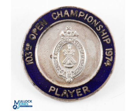 1974 Royal Lytham Open Golf Championship Players Enamel Badge - given to contestant Tommy Horton who finished on 301 - won by