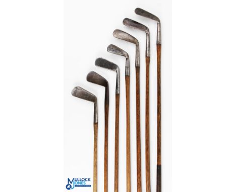 Selection of smooth faced irons and putter (7) - makers include Simpson of Carnoustie mid-iron, the Warrior mark mid-iron, lo