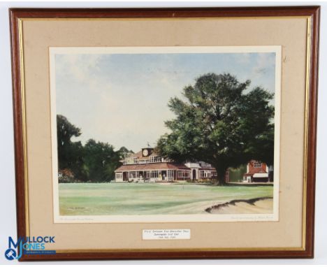 Michael Burnett colour Golf Print "The Sunningdale Oak and Clubhouse" from the original painting to commemorate The PGA Europ
