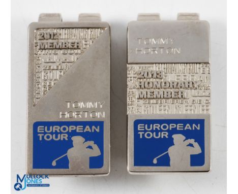 Collection of Tommy Horton European Golf Tour Members Chrome and Enamel Money Clips (2) - for 2012 and then in 2013 elected H