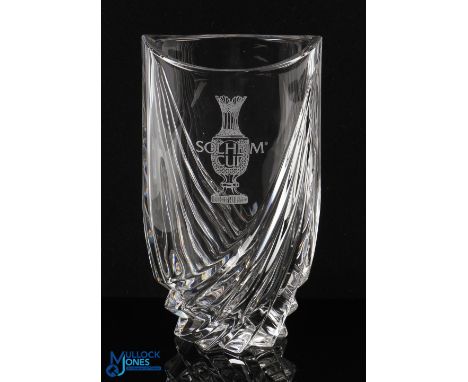 Fine Solheim Cup Lead Crystal Oval Vase - c/w etched Solheim Cup to the front panel - overall 10" Note Part II Collection fro