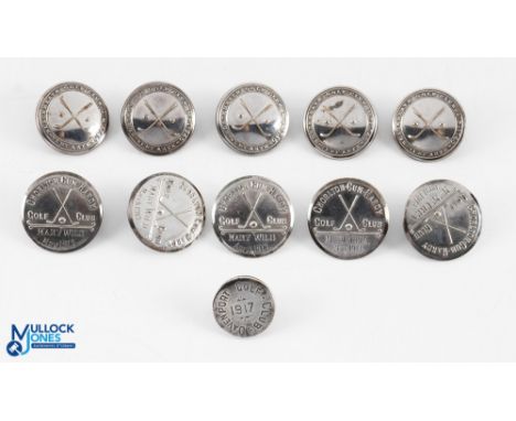 5x Hallmarked Silver Chorlton-Cum-Hardy Buttons - 3 inscribed Mary Wild April 1913, 2 inscribed Mrs McCrea, total silver weig