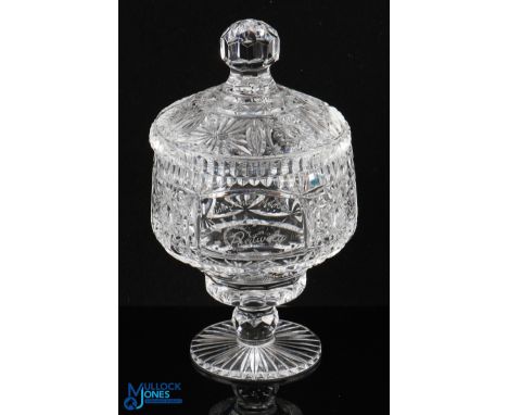 Irish Senior Masters Golf Championship Cut Glass Trophy - handmade by Tyrone Ireland heavy full lead crystal cut vase and lid