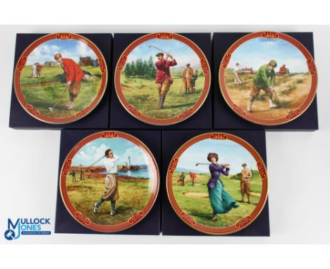 5x Royal Worcester Golfing Collection Bone China Plates incl The Bunker, The Clubhouse, The Fairway, Ladies Day and The Links