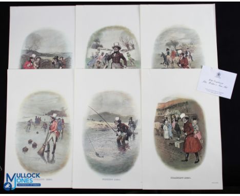 Collection of "1820" Johnny Walker Style Period colour Sporting Prints (6) to incl Golfing, Skating, Hunting, Curling, Fishin