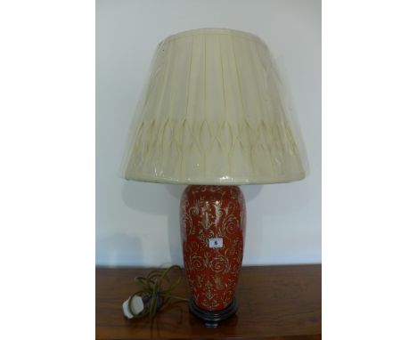 A new ceramic base table lamp complete with hand made pleated shade - 68cm high 