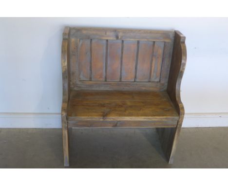 A rustic pine hall bench, 91cm H x 80cm x 41cm 