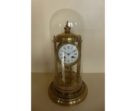 A brass Portico or Bandstand clock under dome, striking movement, height 42cm, running in auction 