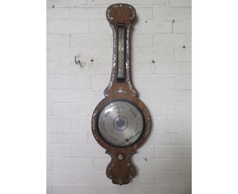 A 19th century mother of pearl inlaid rosewood onion top barometer, 97cm tall 