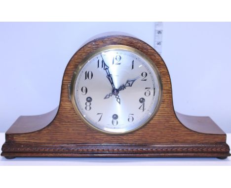 A vintage wooden cased mantle clock by Enfield working with key, shipping unavailable 