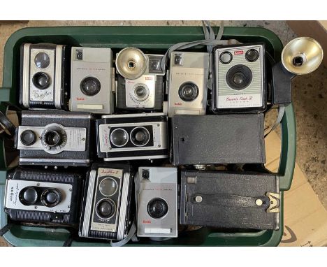 One box of various vintage cameras (12)