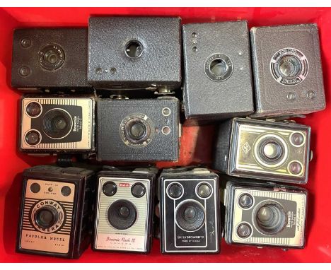 One box of various vintage box cameras