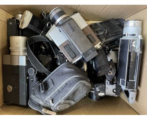 One box of various vintage cine-cameras
