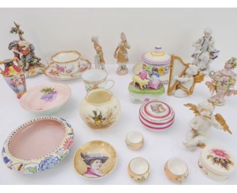 An interesting selection of 19th and 20th century ceramics and decorative ornamental wares to include: two Naples cherubs;a 1