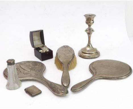 Seven pieces of silver to include:a boxed George V Rococo-style napkin ring, Birmingham 1910;an Edward VII Adam-style silver-