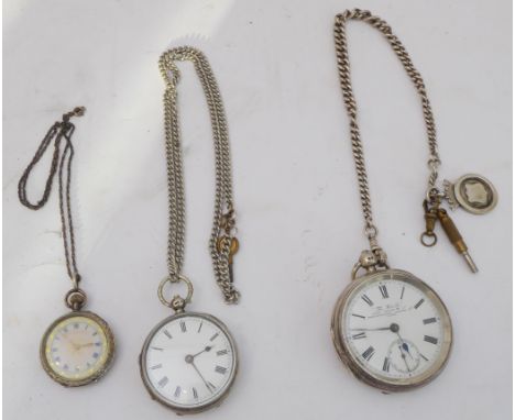 Three open-faced pocket watches:a large gentleman's example marked 'The Reliable: John Myers & Co. - Westminster Bridge Road'
