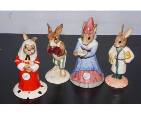 4x Bunnkykins figures - Knockout, sundial, judge &amp; bath time 