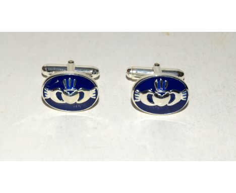 Pair of silver and enamel cufflinks
