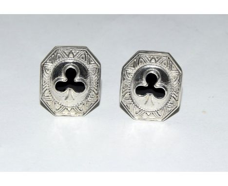 pair of silver and enamel cufflinks