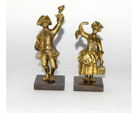 Pair of French gilt bronze figures. Lady & Gentleman