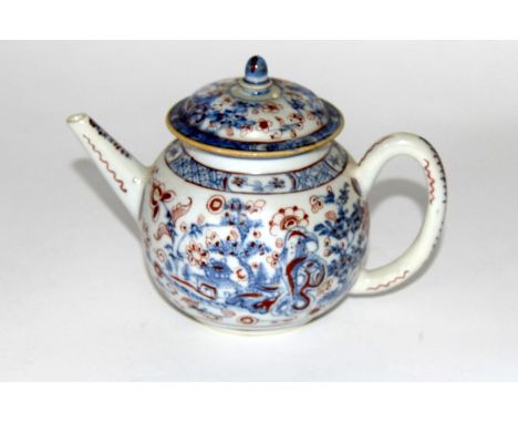 Chinese Famile vert teapot with blue & orange floral design