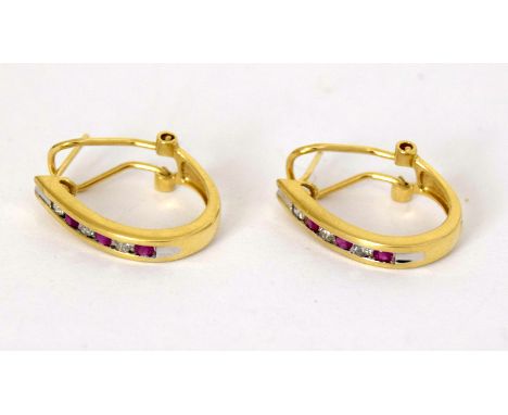 14ct Gold Diamond and Ruby Earrings