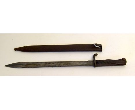 A WW1 German butcher bayonet in its steel scabbard. Makers name to bayonet ALEX COPPEL SOLINGEN with a serial number 110. Bla