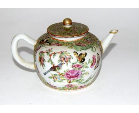 Chinese Famile Very teapot with Bird & Butterfly Panels