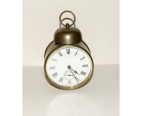Brass cased travelling clock with alarm