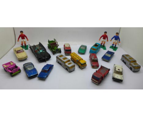 A collection of die-cast model vehicles, etc., including Corgi Toys Batmobile and Lesney 