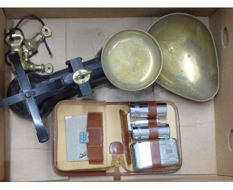 A set of kitchen scales and weights and a travel shaving kit **PLEASE NOTE THIS LOT IS NOT ELIGIBLE FOR POSTING AND PACKING**